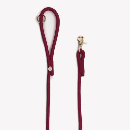 Braided Rope Leash — Bordeaux