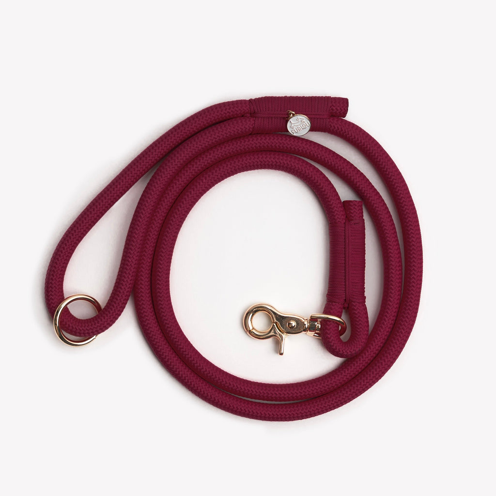 Braided Rope Leash — Bordeaux
