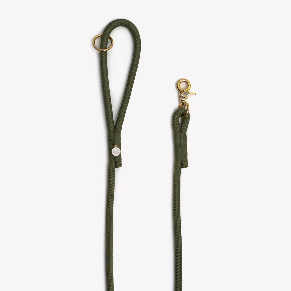 Braided Rope Leash — Moss Green