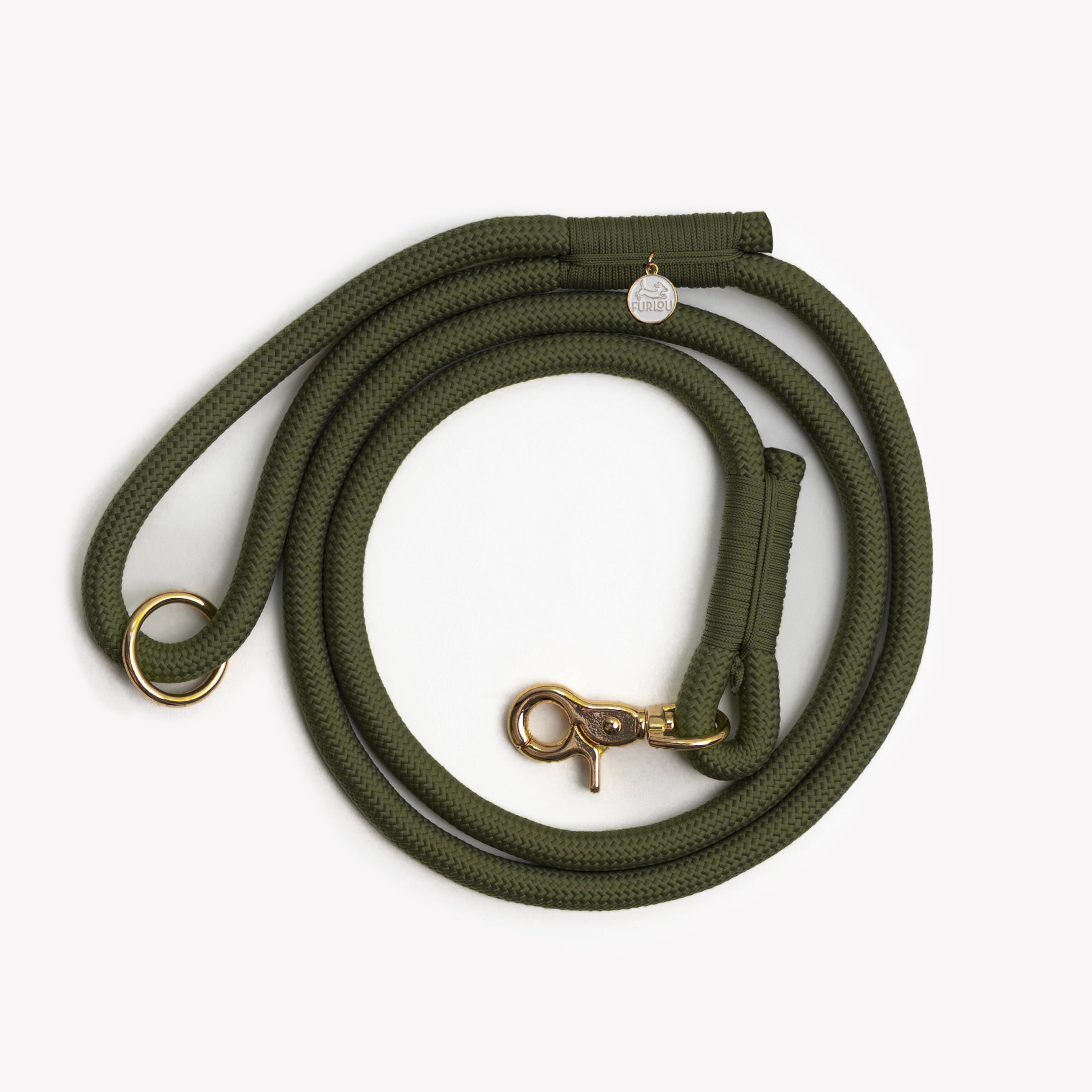 Braided Rope Leash — Moss Green