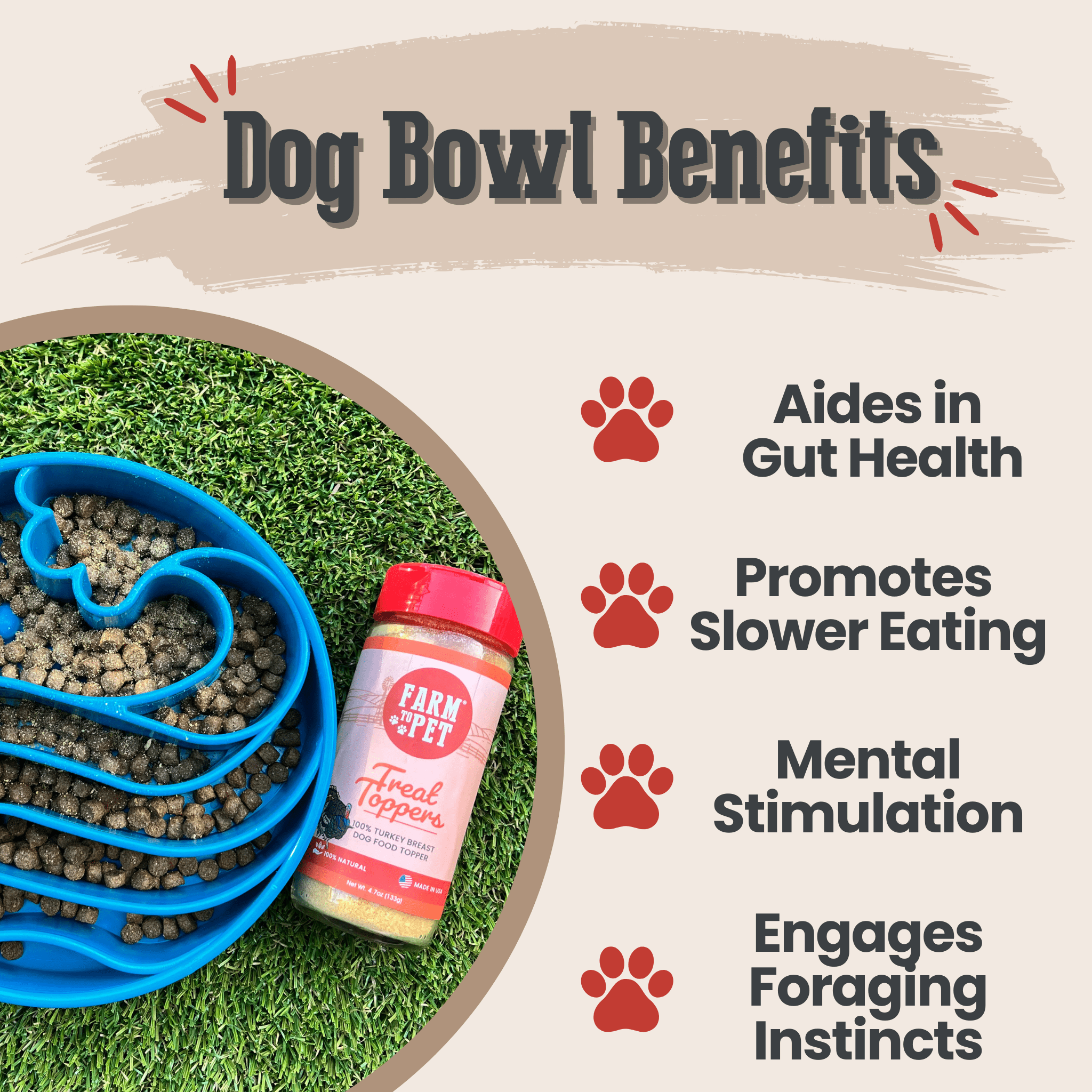 Slow Feeder Dog Bowl — Made in USA